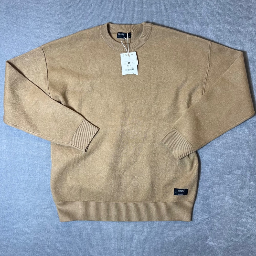 Bershka O. Drops Mens Camel Tan Crewneck Sweater Size Medium NWT